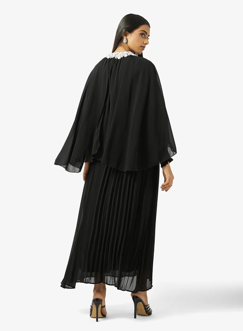 Khizana Cape Dress With Embellished Neck
